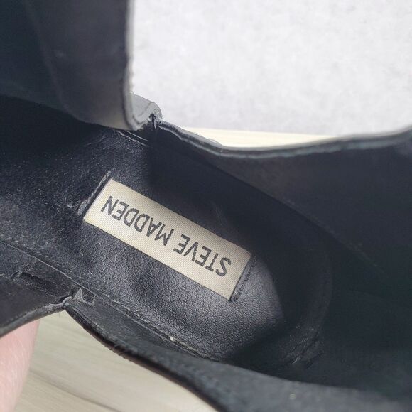 Sz 7 Steve Madden Conspire Booties Black Studs Studded Leather Ankle Boots - Picture 9 of 11